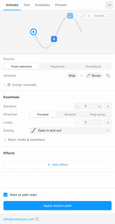 A step-by-step loop: the Animate tab ready to apply, the overflow menu opening to reveal Export video, the Export video panel set to MP4, and then switched to GIF where a Loops field replaces Quality